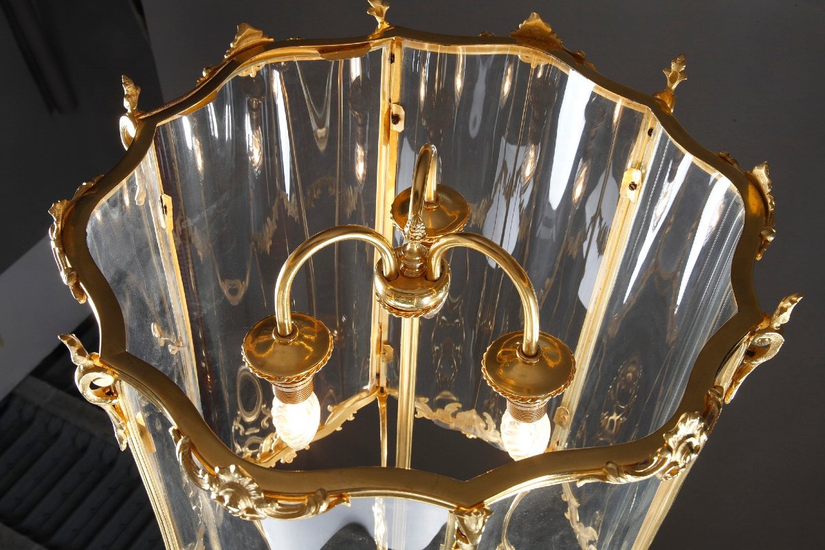 Large Louis XV-style Lantern In Gilded Bronze-photo-6