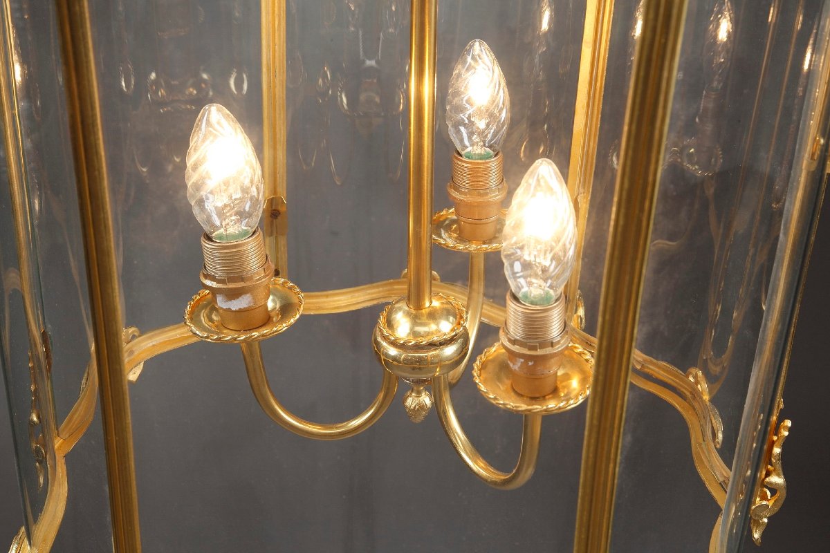 Large Louis XV-style Lantern In Gilded Bronze-photo-7