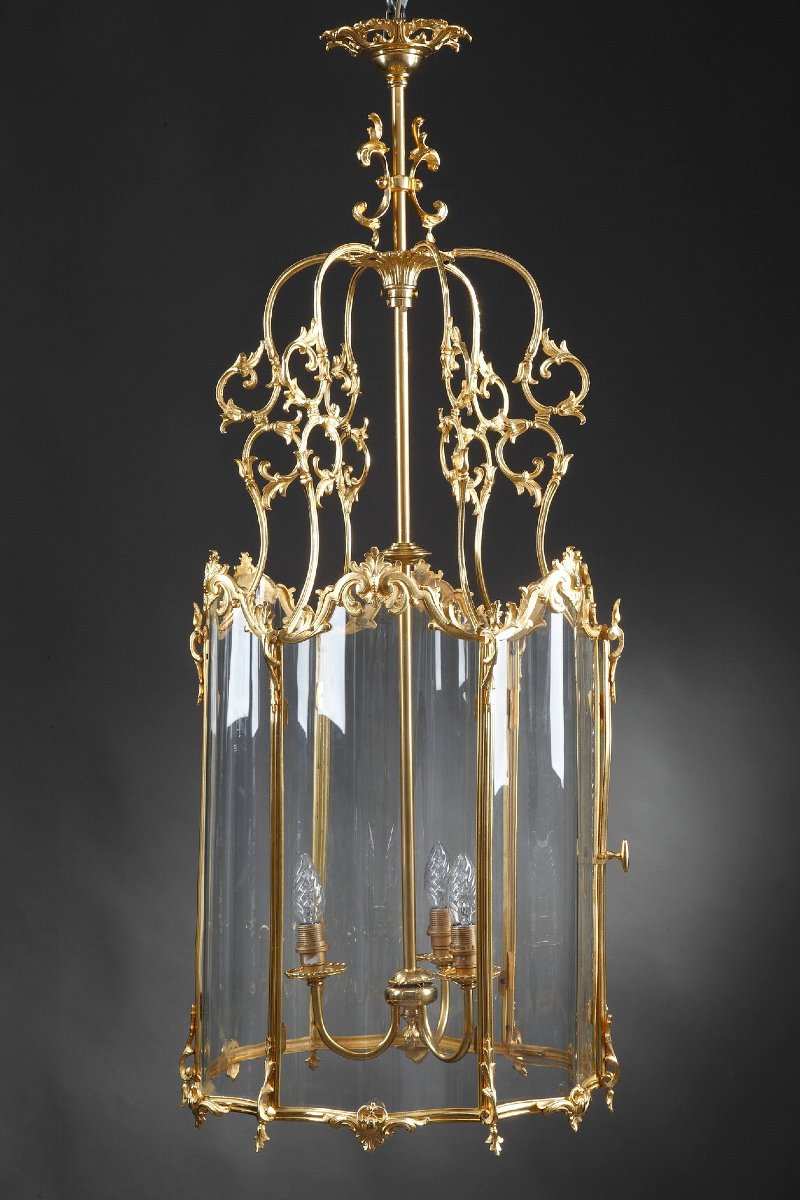 Large Louis XV-style Lantern In Gilded Bronze