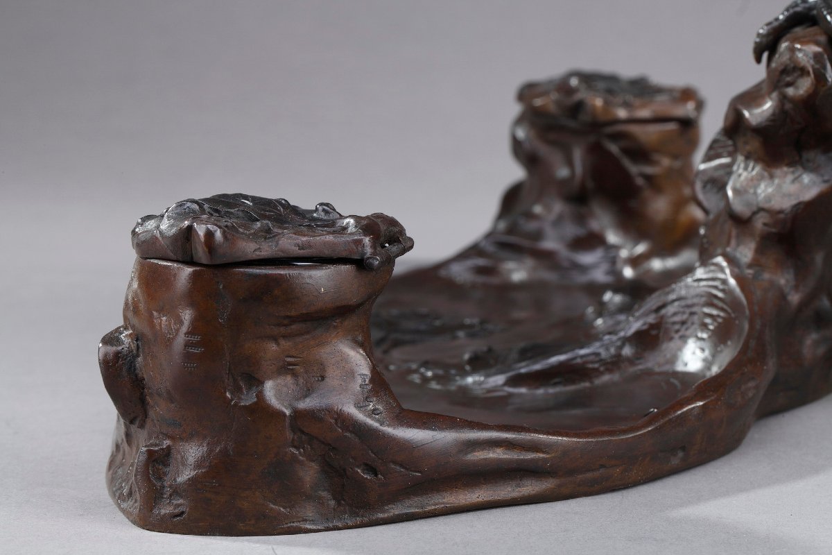 Encrier Art nouveau en bronze d'Albert Marionnet (1852-1912)-photo-5