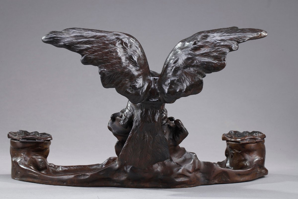 Encrier Art nouveau en bronze d'Albert Marionnet (1852-1912)-photo-6
