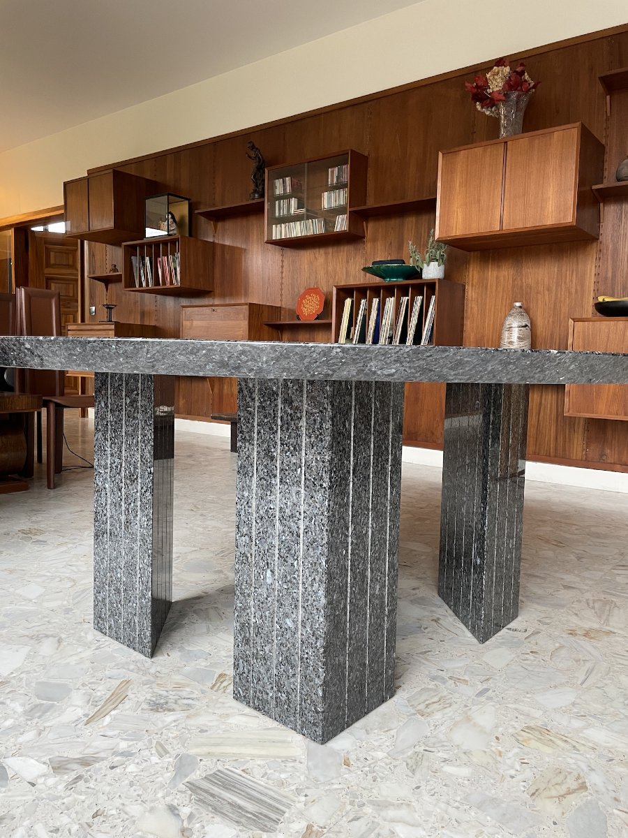 Large Round Table Made Of Polished Granite, Seats 10-photo-2
