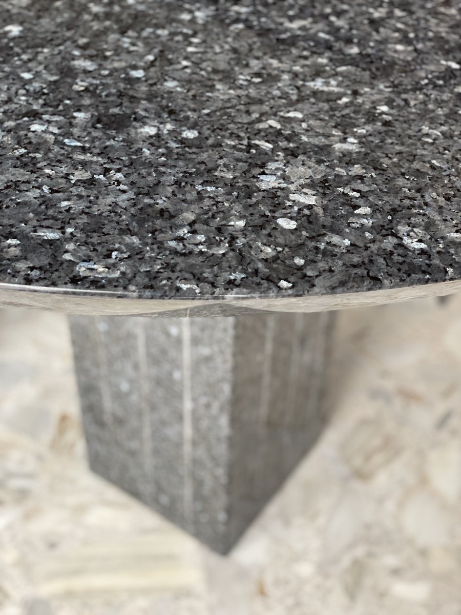 Large Round Table Made Of Polished Granite, Seats 10-photo-3
