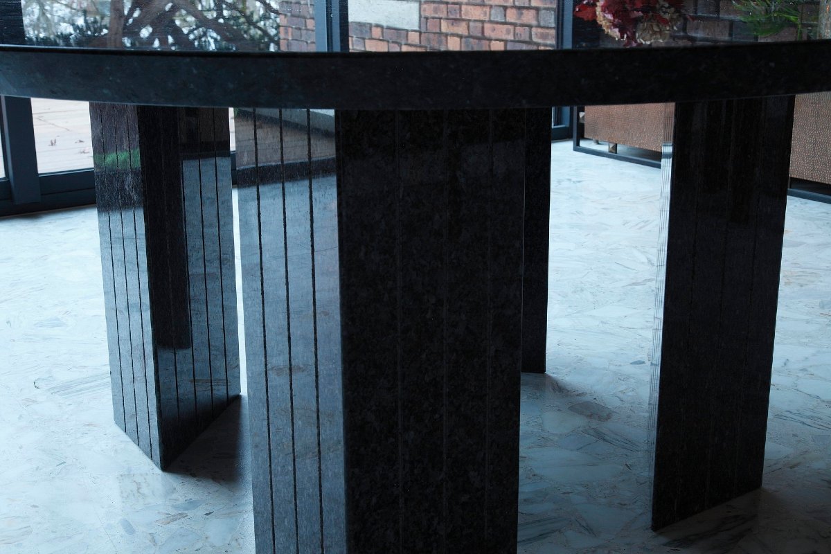 Large Round Table Made Of Polished Granite, Seats 10-photo-6