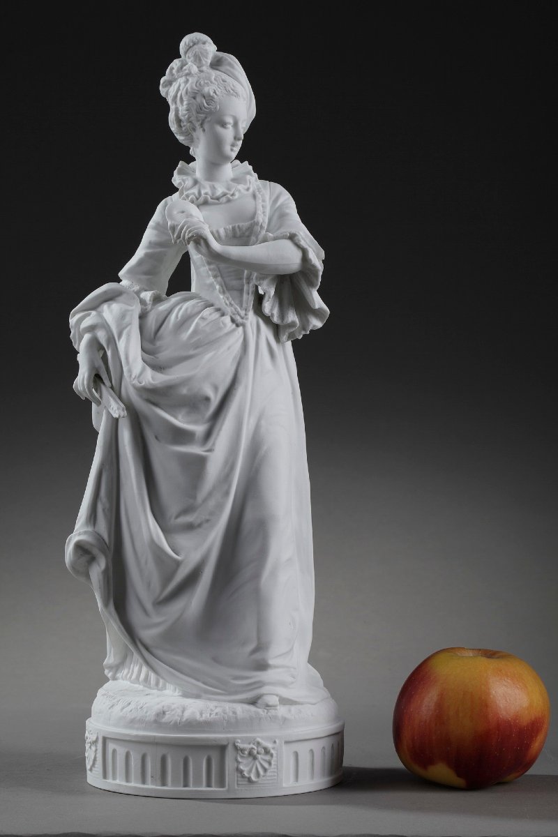 Paul Duboy, Bisque Statue "young Girl In A Ball Gown"-photo-2