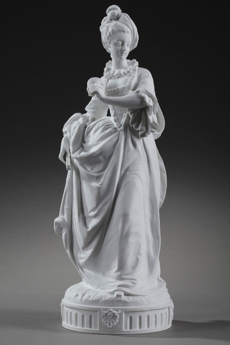 Paul Duboy, Bisque Statue "young Girl In A Ball Gown"-photo-3
