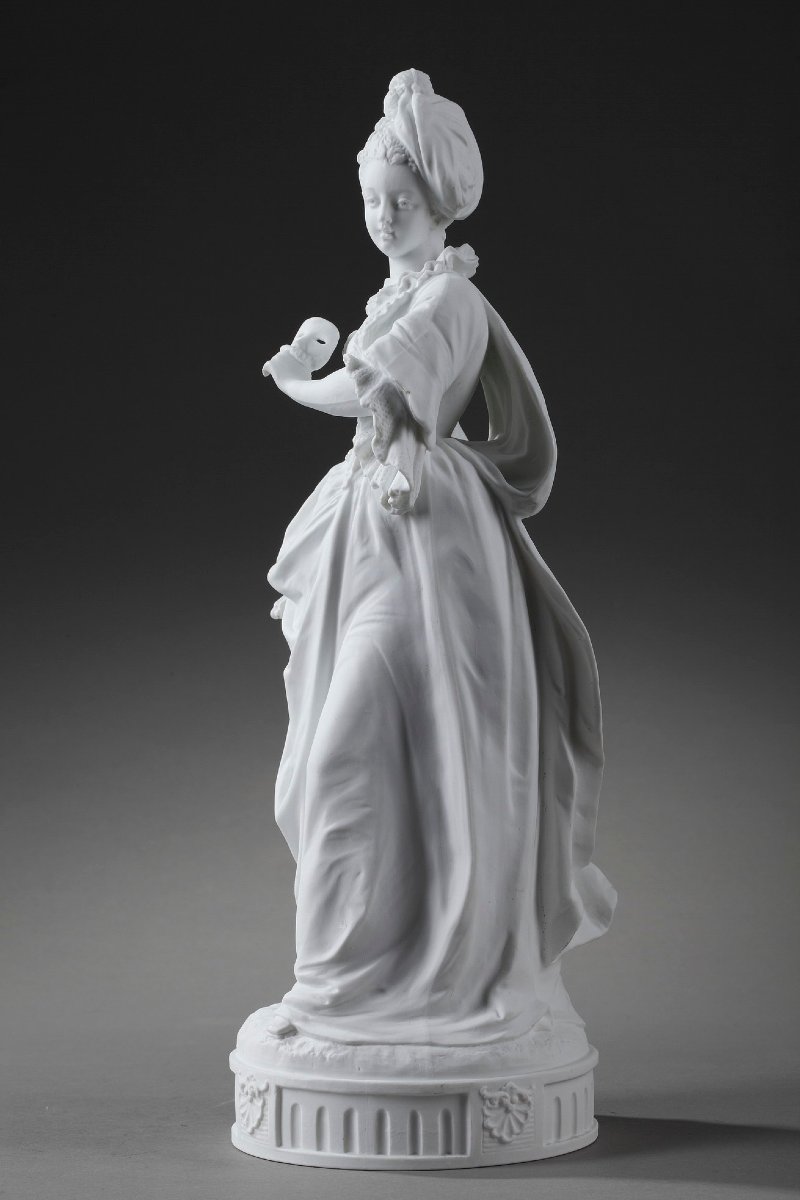 Paul Duboy, Bisque Statue "young Girl In A Ball Gown"-photo-4