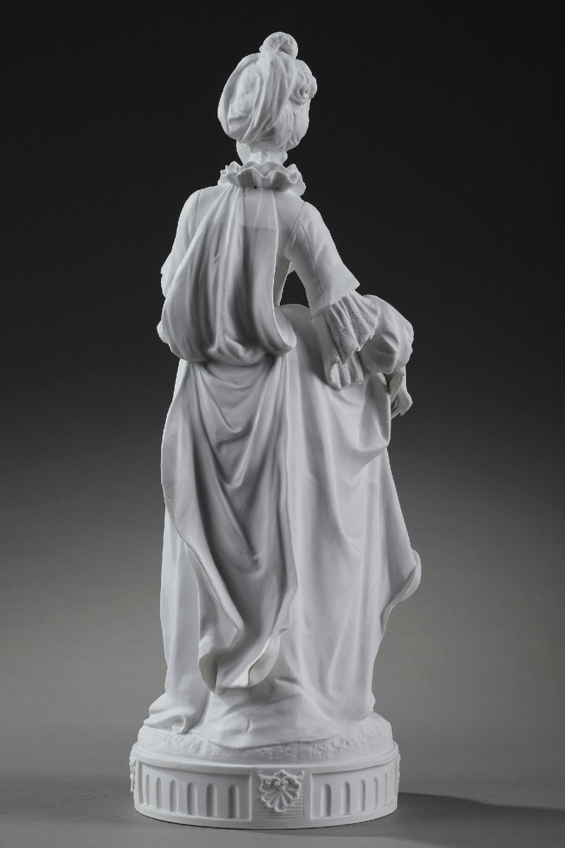 Paul Duboy, Bisque Statue "young Girl In A Ball Gown"-photo-2