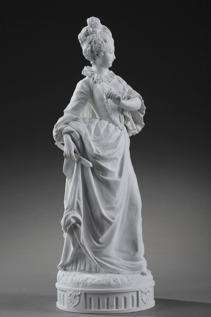 Paul Duboy, Bisque Statue "young Girl In A Ball Gown"-photo-3