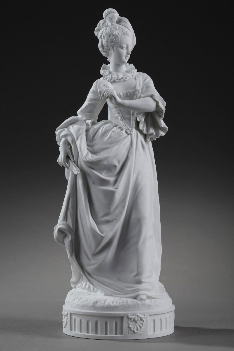 Paul Duboy, Bisque Statue "young Girl In A Ball Gown"