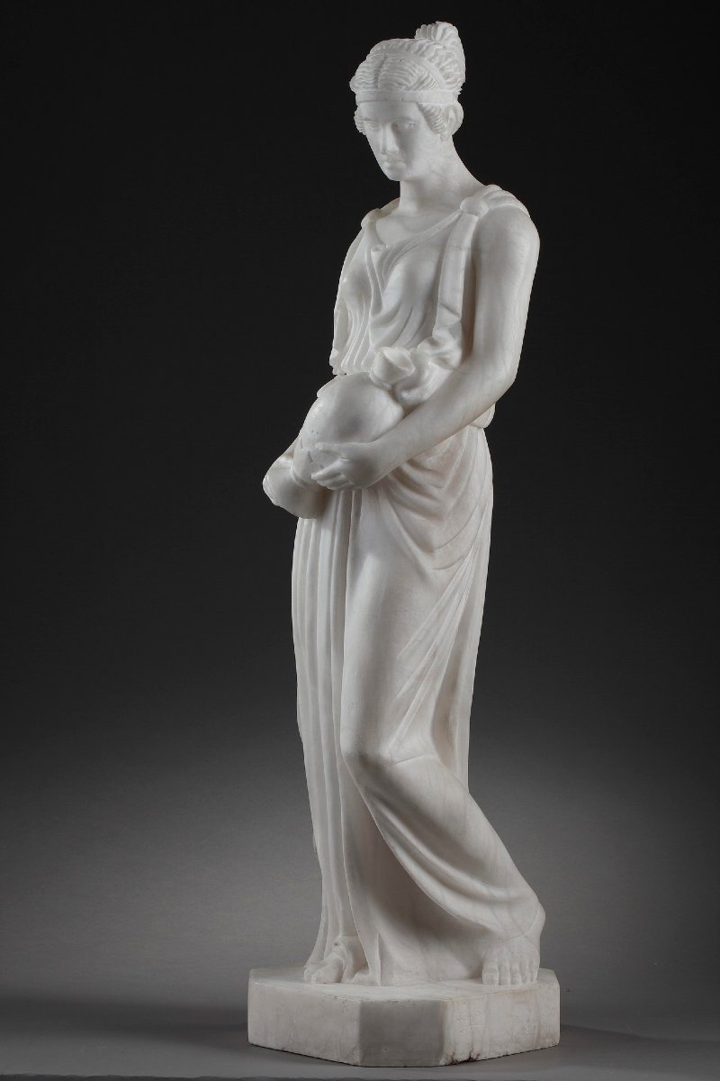 Art Deco-era Alabaster Sculpture Titled "la Samaritaine"-photo-3