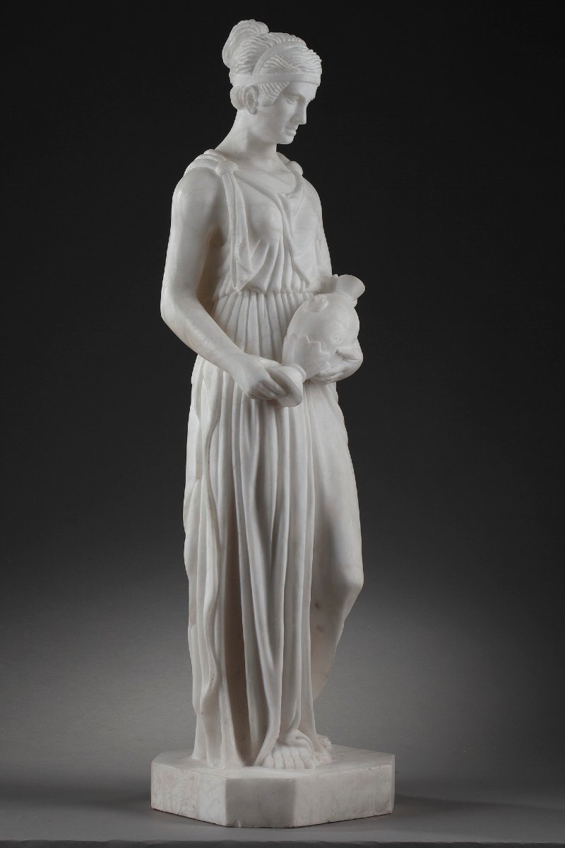 Art Deco-era Alabaster Sculpture Titled "la Samaritaine"-photo-2
