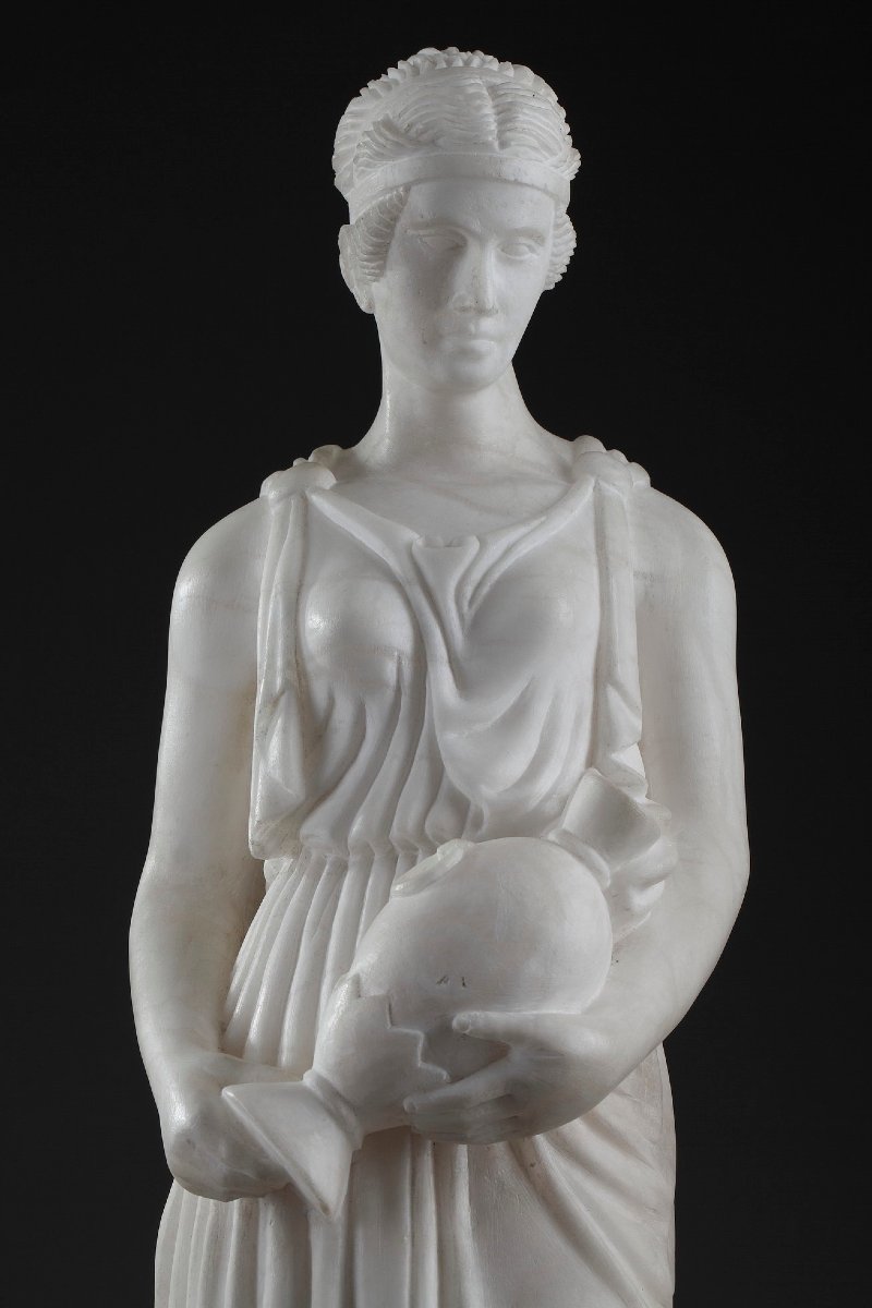 Art Deco-era Alabaster Sculpture Titled "la Samaritaine"-photo-3