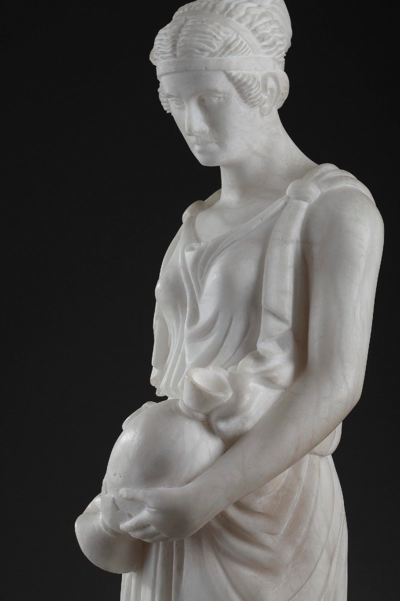 Art Deco-era Alabaster Sculpture Titled "la Samaritaine"-photo-4