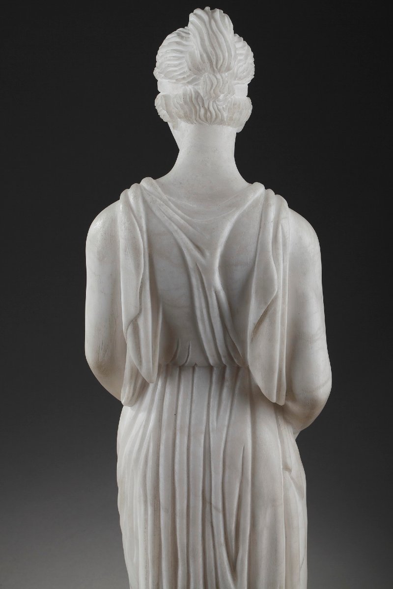 Art Deco-era Alabaster Sculpture Titled "la Samaritaine"-photo-5