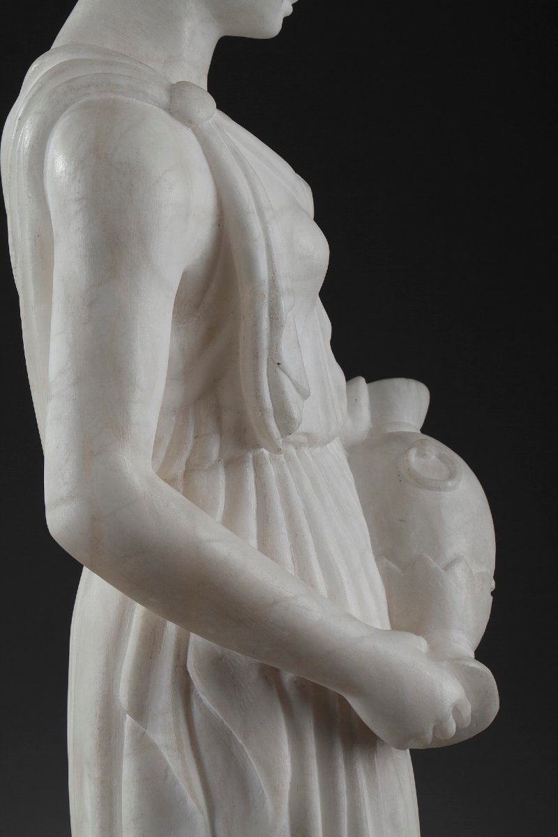 Art Deco-era Alabaster Sculpture Titled "la Samaritaine"-photo-6