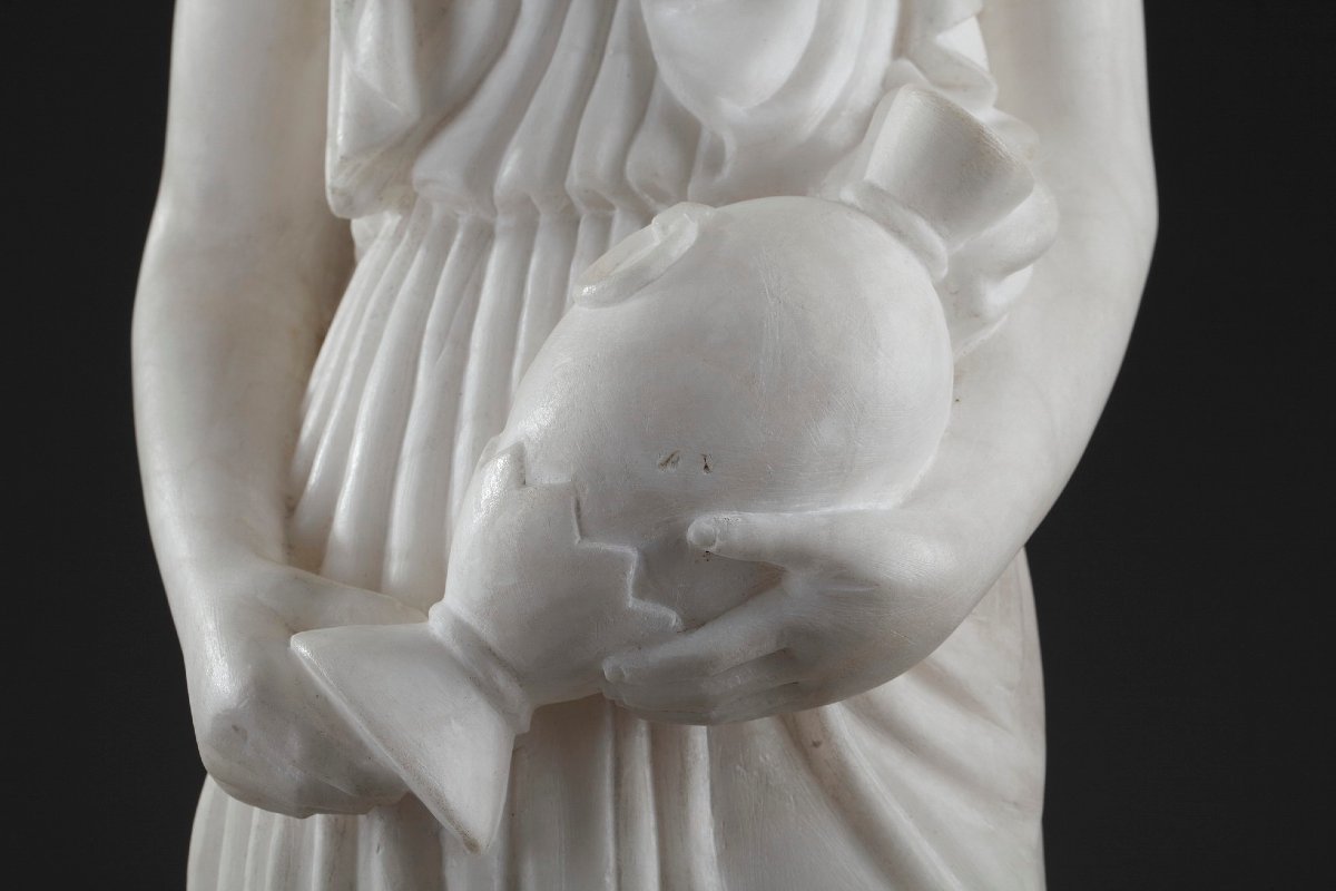 Art Deco-era Alabaster Sculpture Titled "la Samaritaine"-photo-7