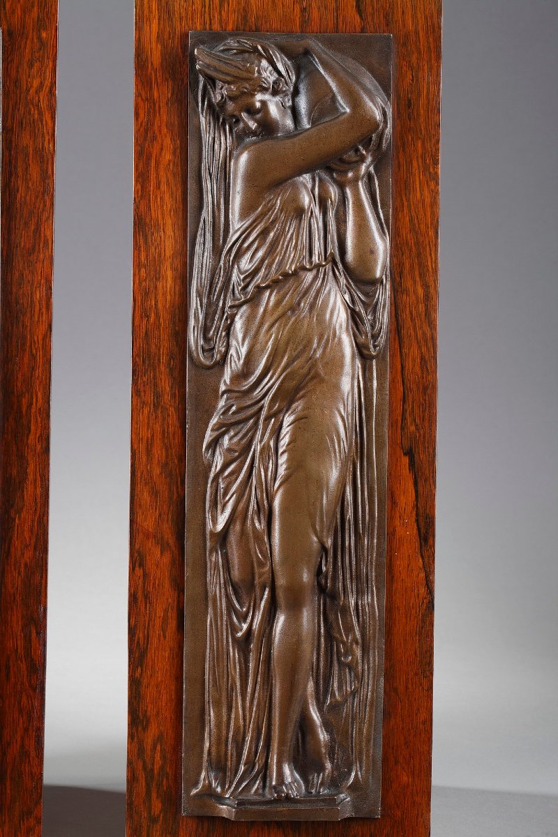 Paire de bas-relief, "Femmes porteuses d'eau"-photo-3