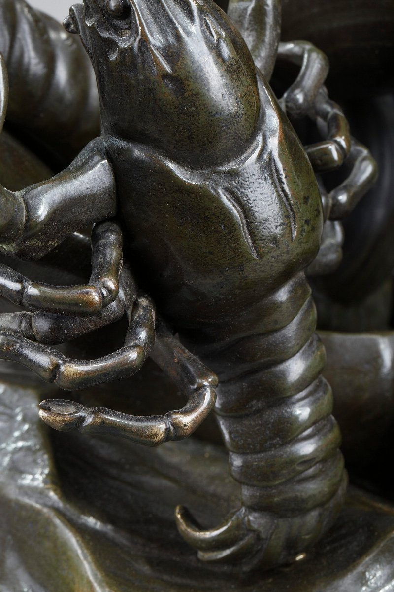Sculpture en bronze, "Enfant pincé par une écrevisse", d'après Jean-Baptiste Pigalle-photo-3