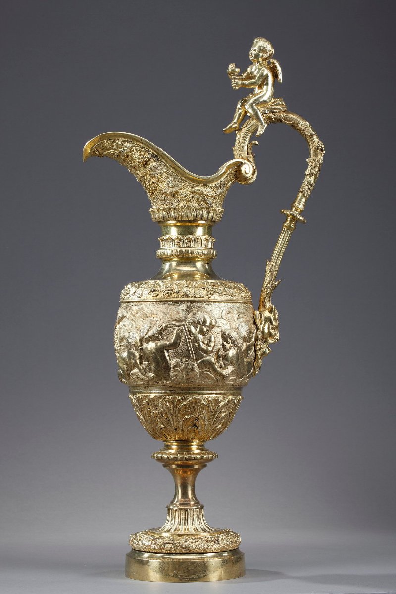 Pair Of Napoleon III-style Ewers In Gilded Bronze-photo-2