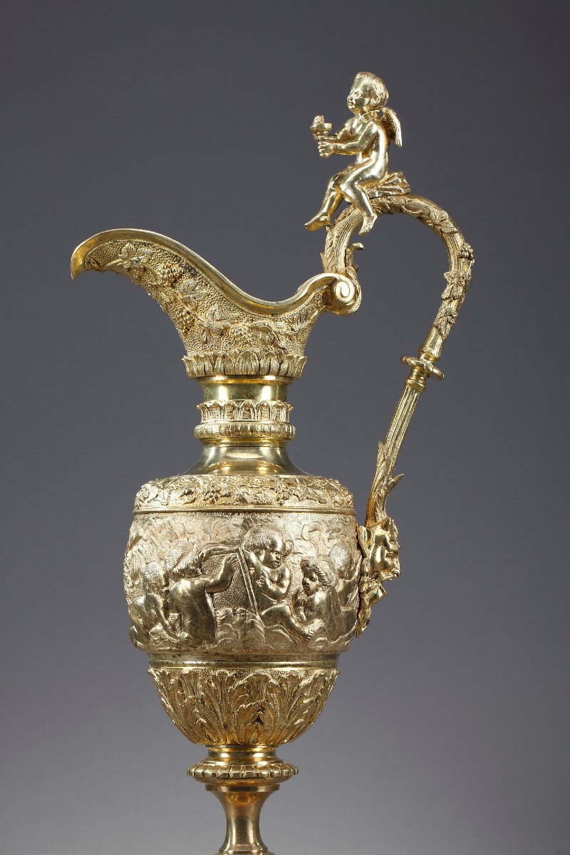Pair Of Napoleon III-style Ewers In Gilded Bronze-photo-3