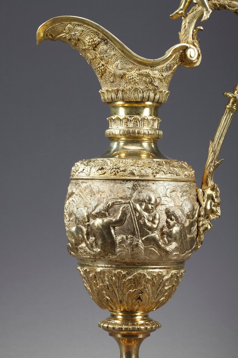 Pair Of Napoleon III-style Ewers In Gilded Bronze-photo-4