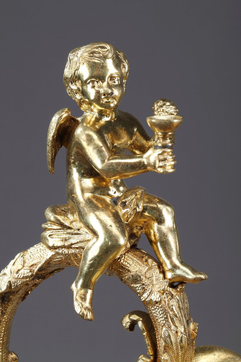 Pair Of Napoleon III-style Ewers In Gilded Bronze-photo-5
