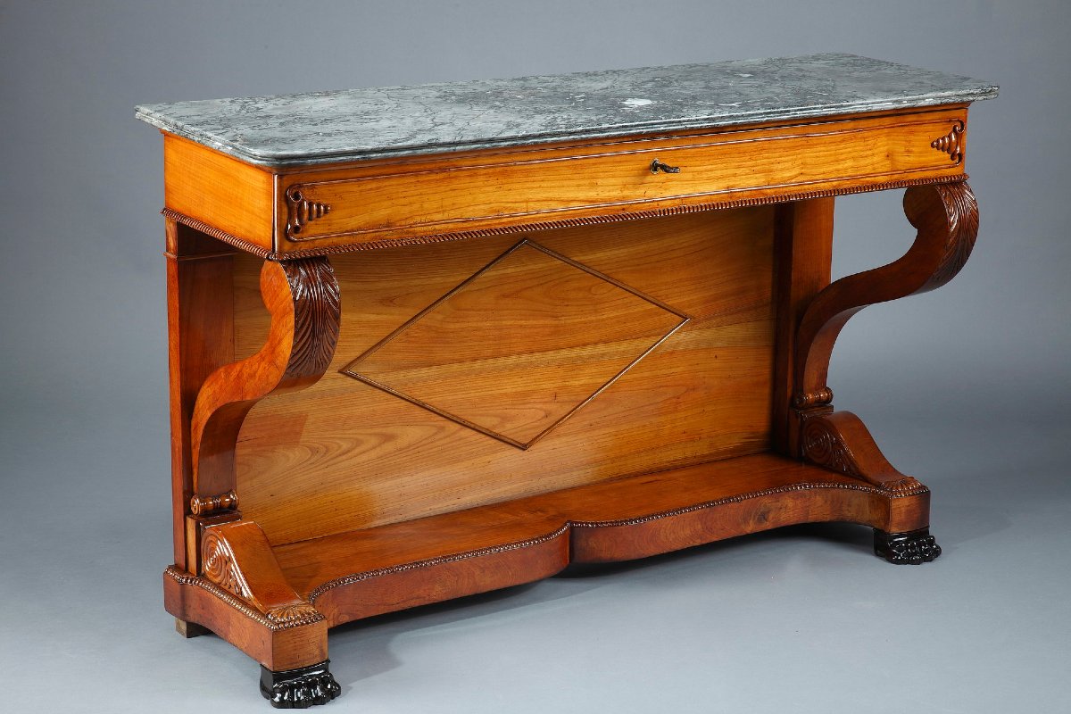 Large console en merisier, XIXème siècle-photo-3