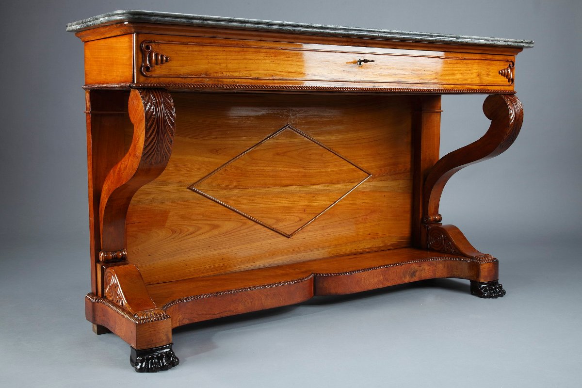 Large console en merisier, XIXème siècle-photo-4