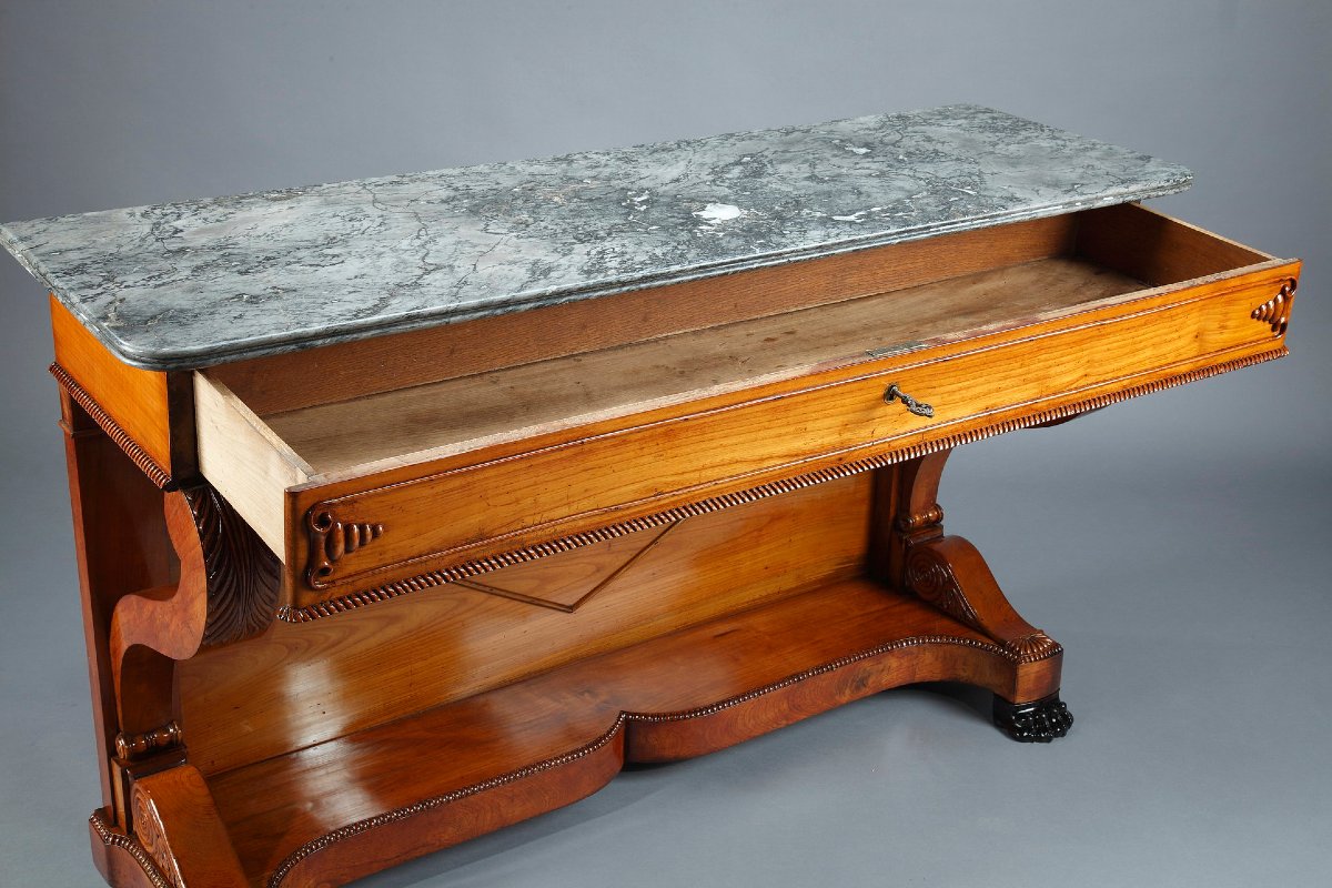Large console en merisier, XIXème siècle-photo-1