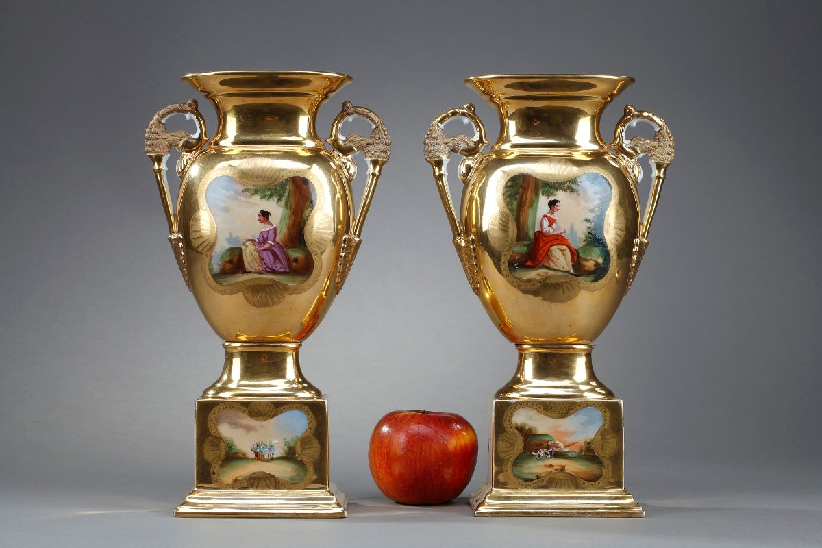 Pair Of Paris Porcelain Altar Vases-photo-2