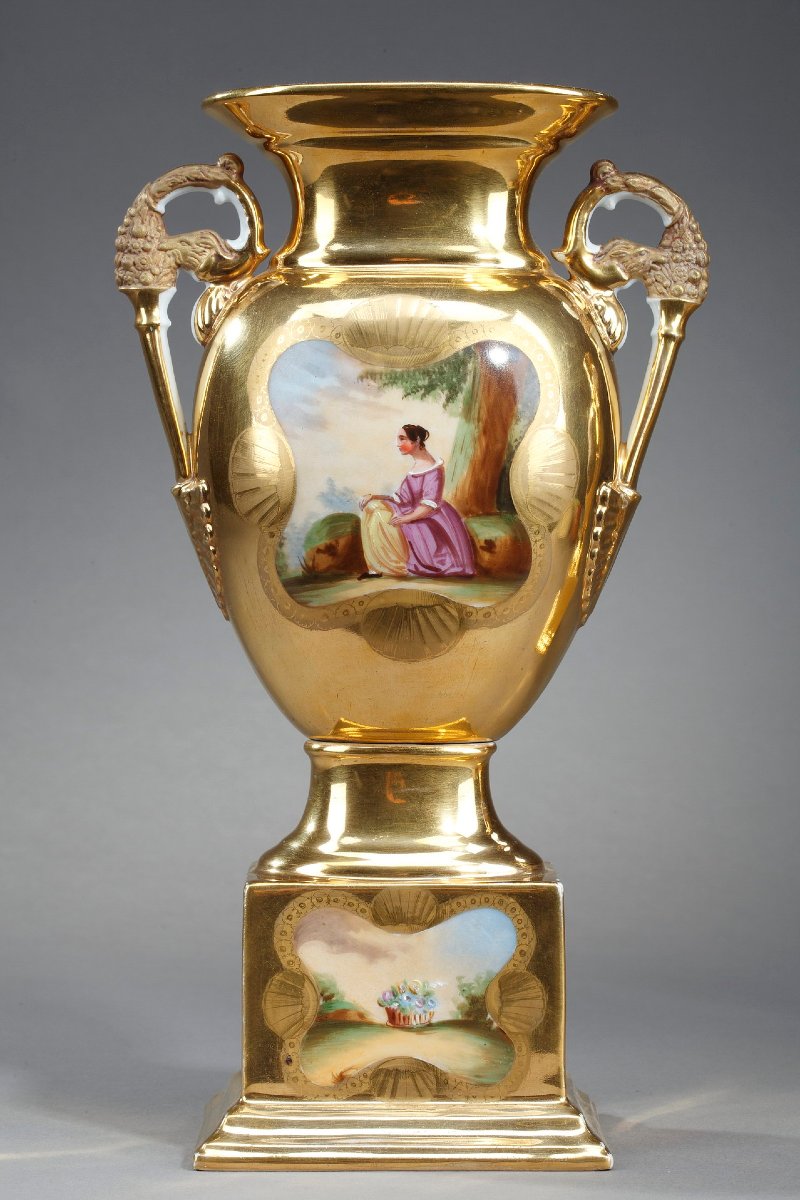 Pair Of Paris Porcelain Altar Vases-photo-4