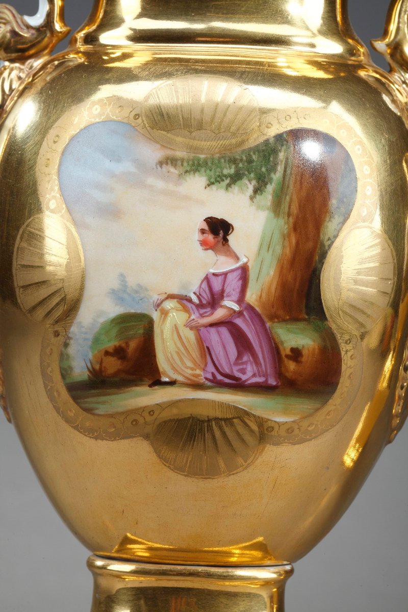 Pair Of Paris Porcelain Altar Vases-photo-2