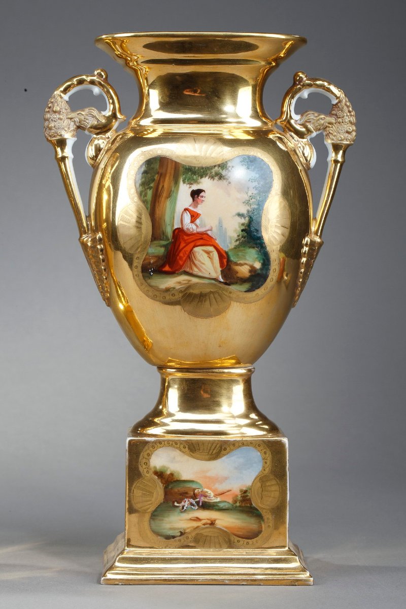 Pair Of Paris Porcelain Altar Vases-photo-5