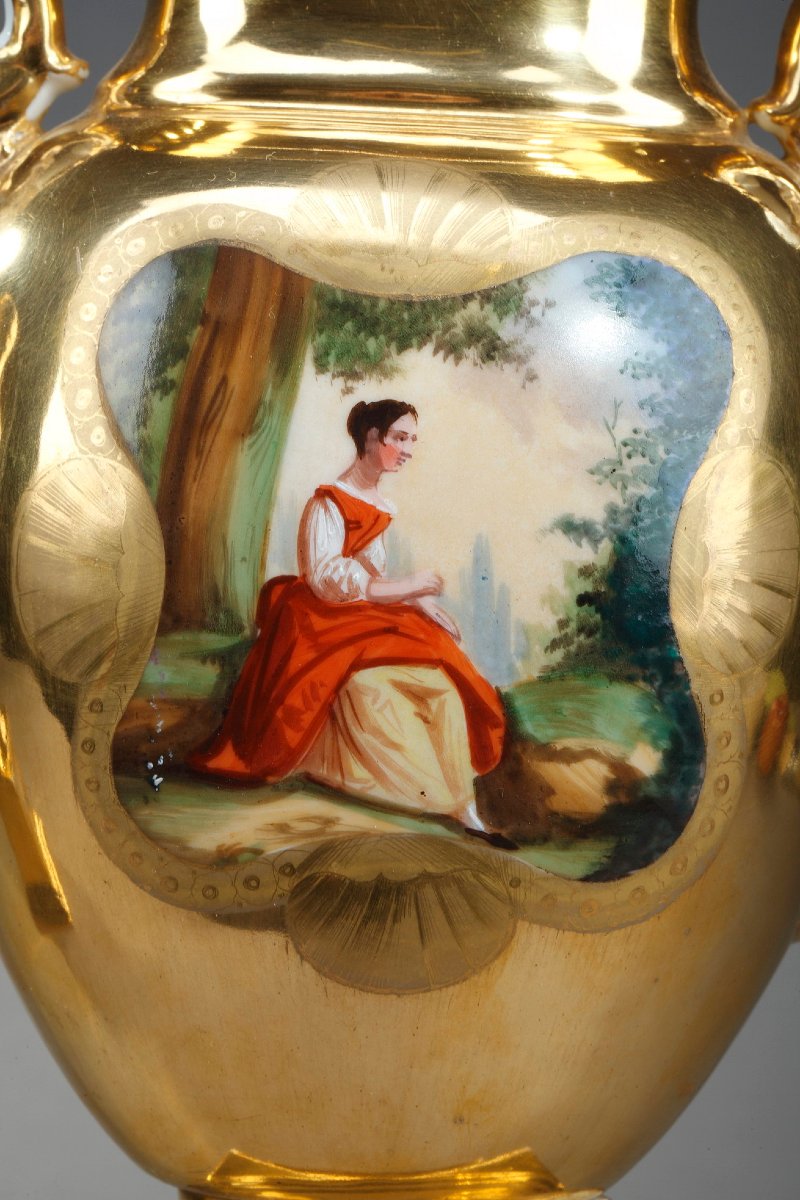 Pair Of Paris Porcelain Altar Vases-photo-6