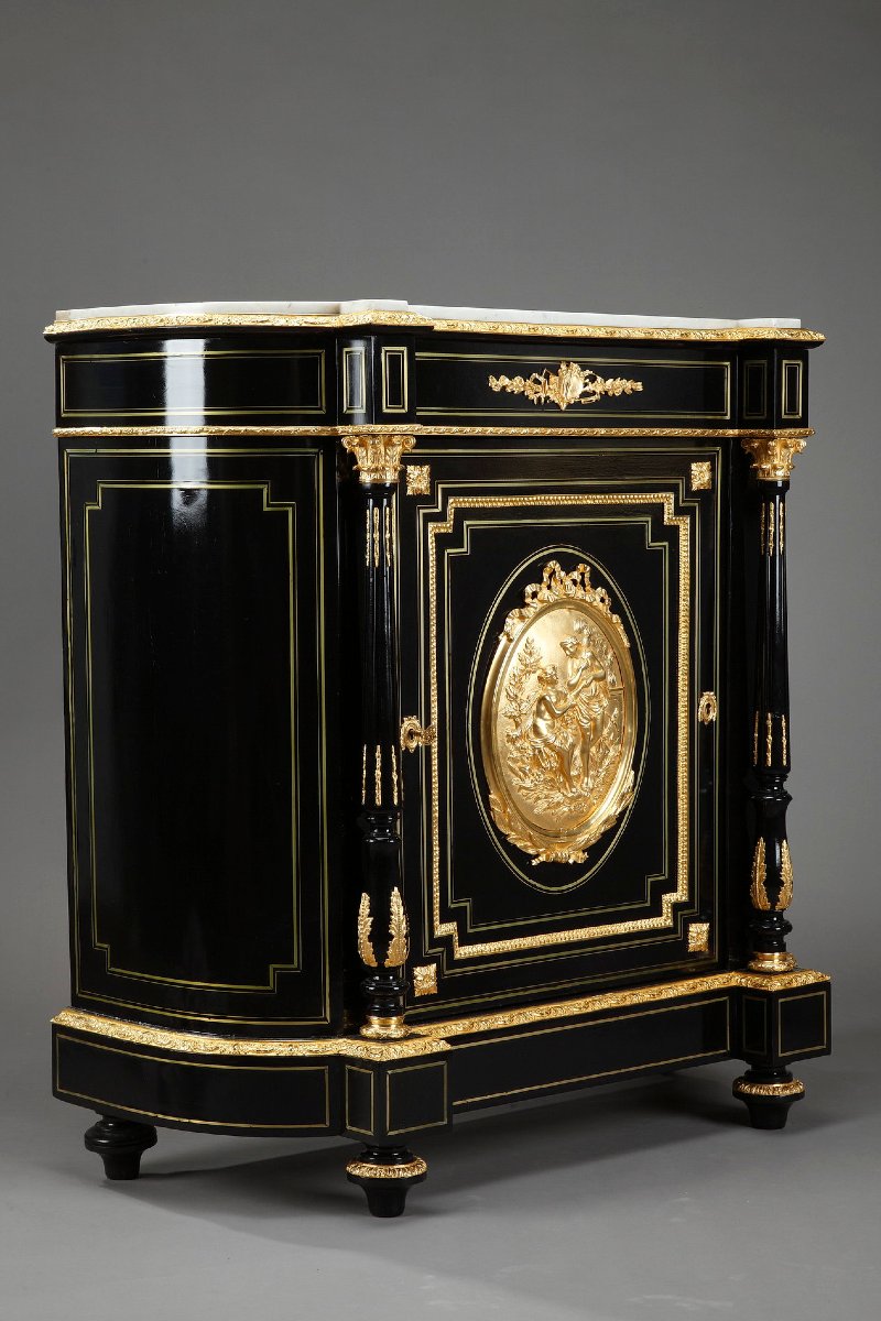 Napoleon III Sideboard In Blackened Wood And Gilded Bronze-photo-2