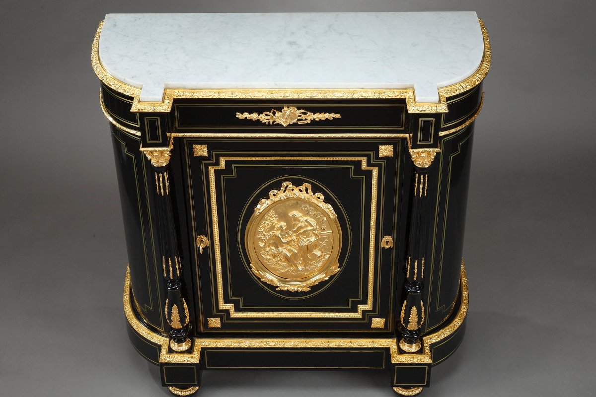 Napoleon III Sideboard In Blackened Wood And Gilded Bronze-photo-4