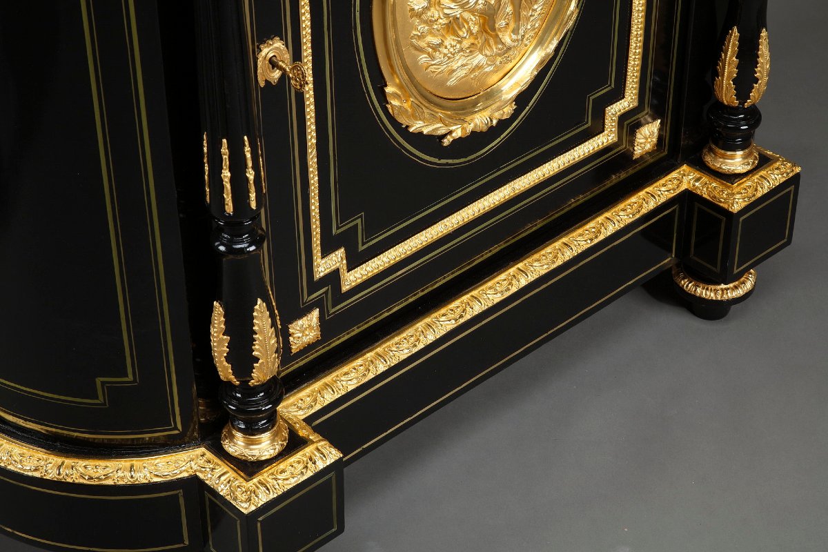 Napoleon III Sideboard In Blackened Wood And Gilded Bronze-photo-6