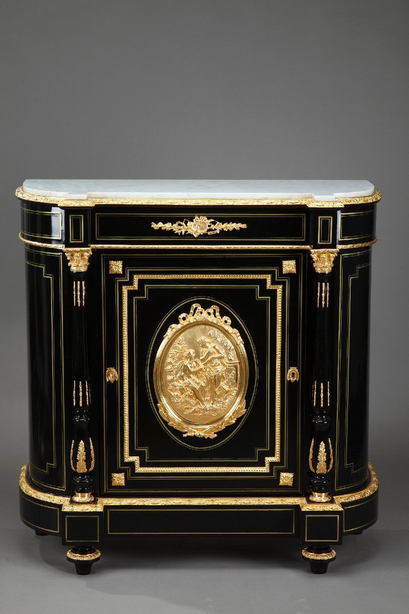 Napoleon III Sideboard In Blackened Wood And Gilded Bronze
