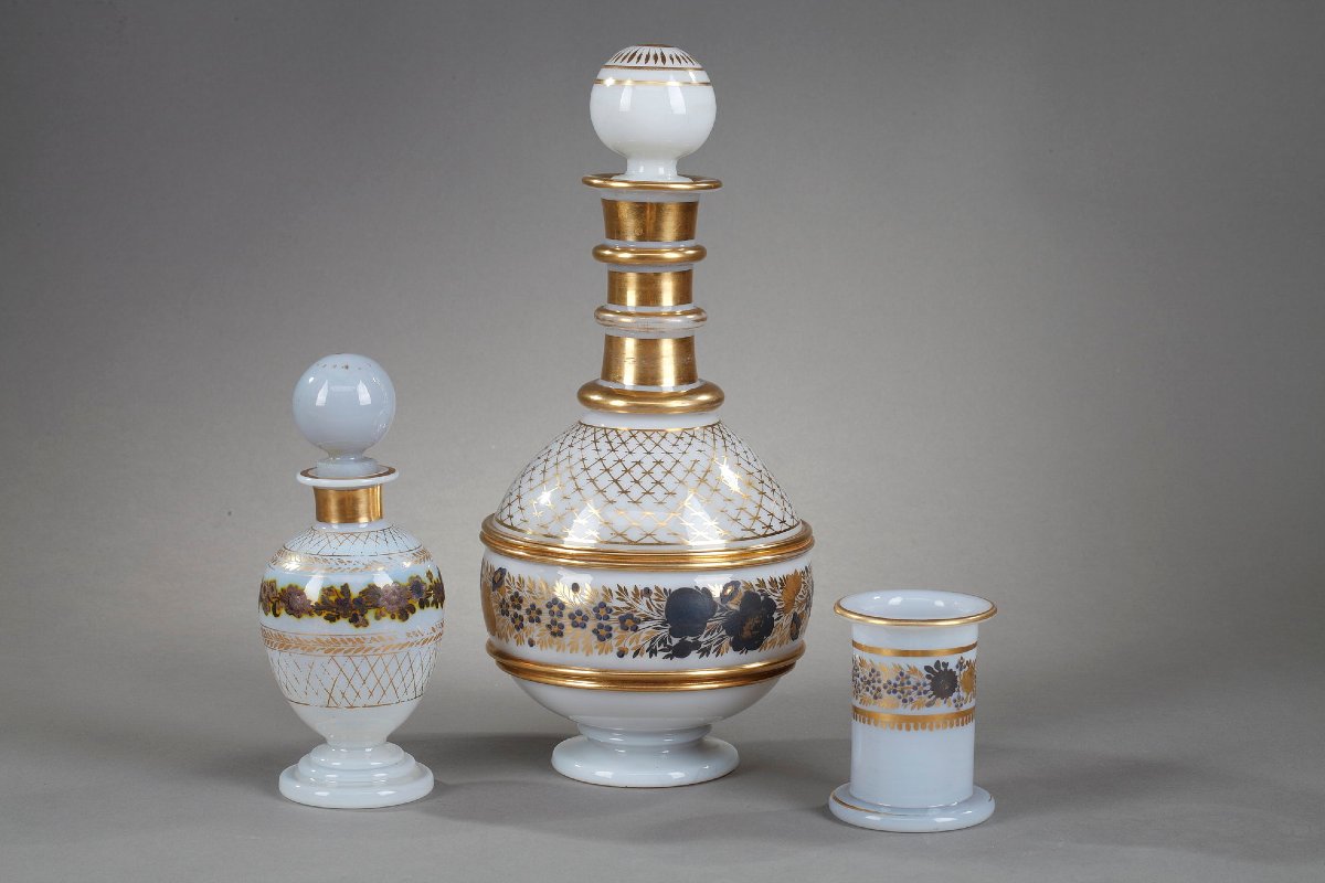 Service dit "verre d'eau" en opaline à décor Desvignes, Charles X-photo-3
