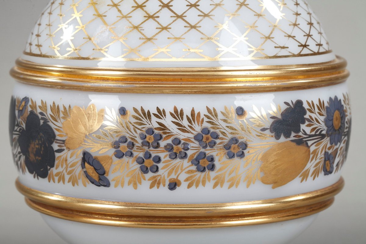 Service dit "verre d'eau" en opaline à décor Desvignes, Charles X-photo-2