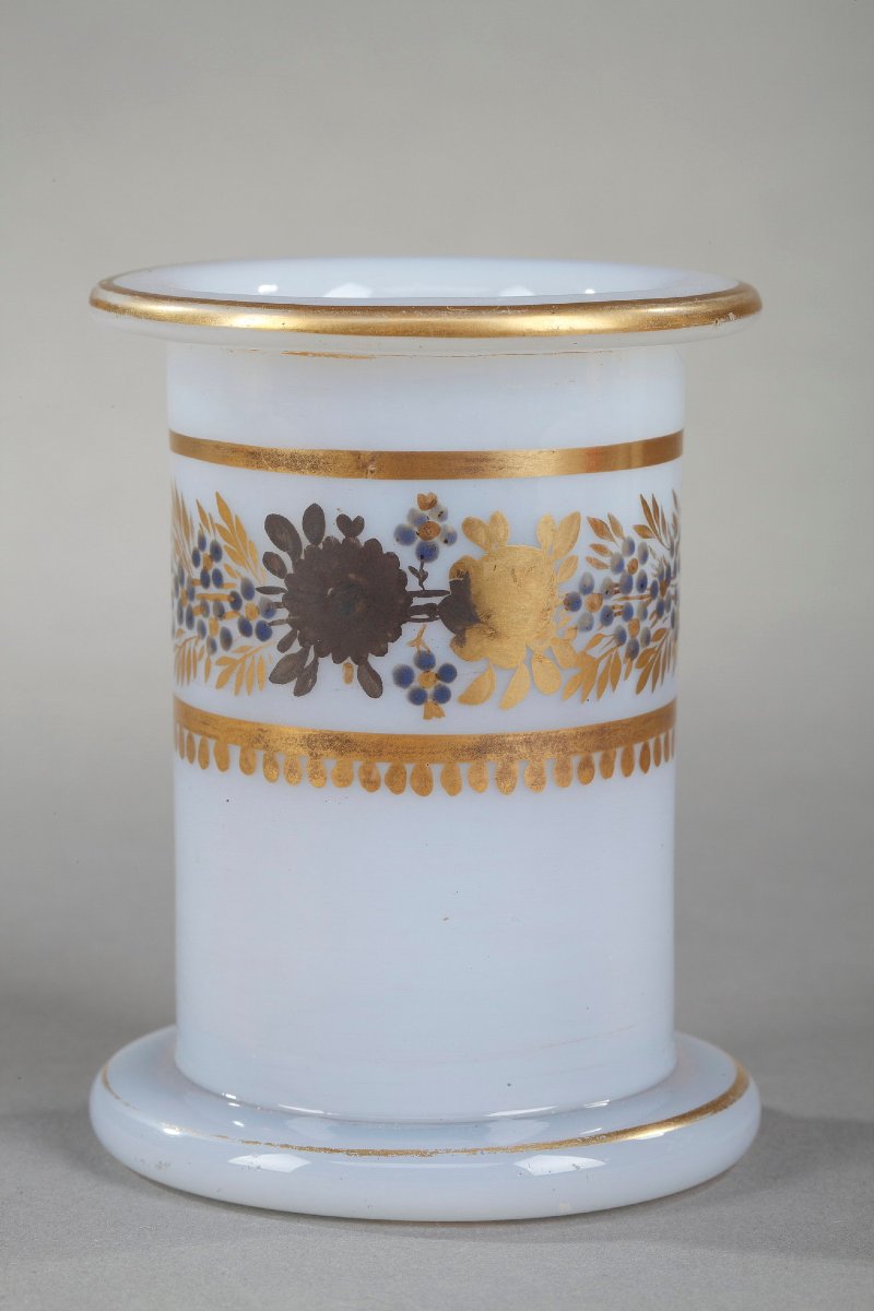Service dit "verre d'eau" en opaline à décor Desvignes, Charles X-photo-6