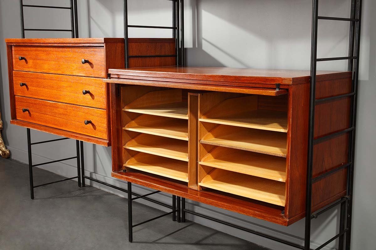 Étagère bibliothèque scandinave en bois des années 1960-photo-3