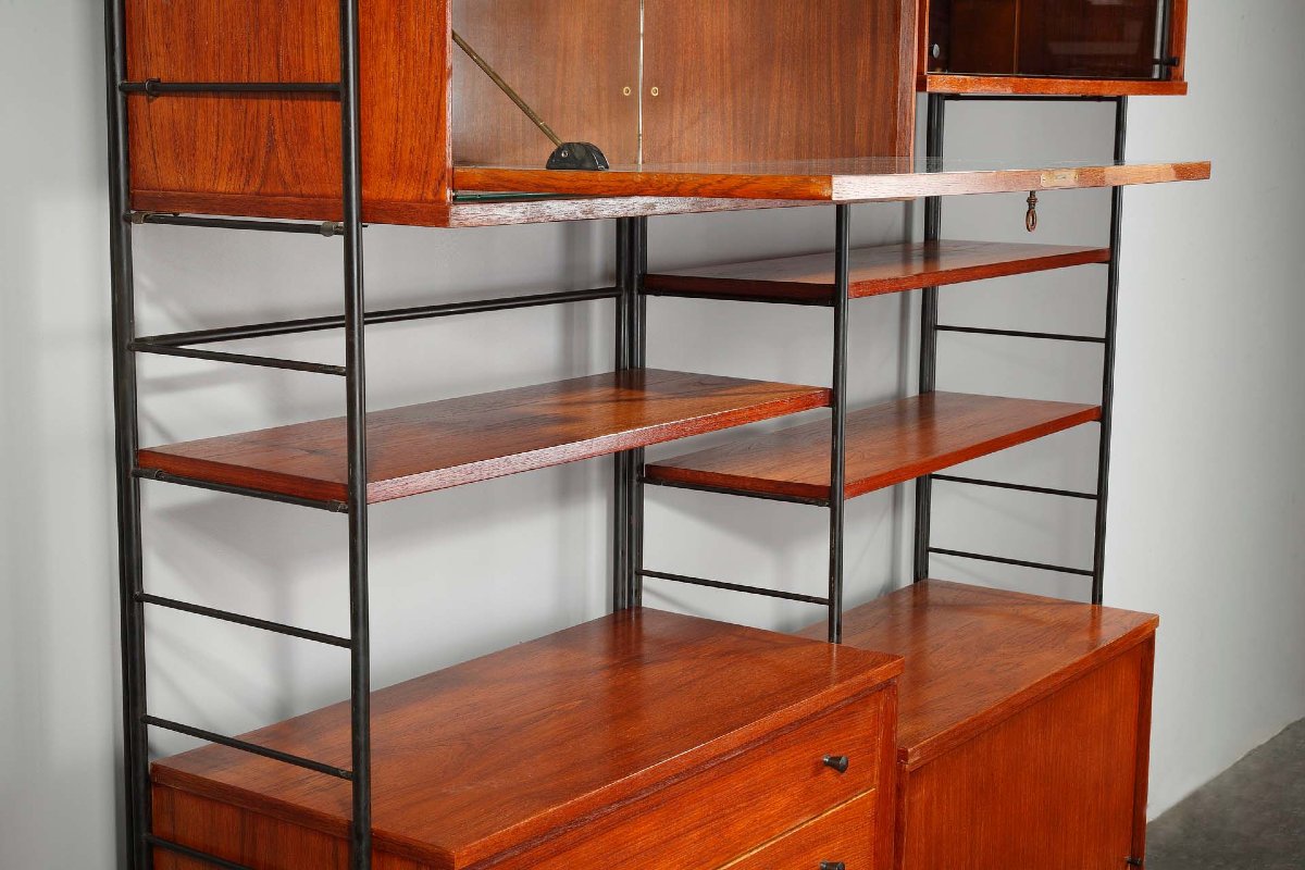 Étagère bibliothèque scandinave en bois des années 1960-photo-2