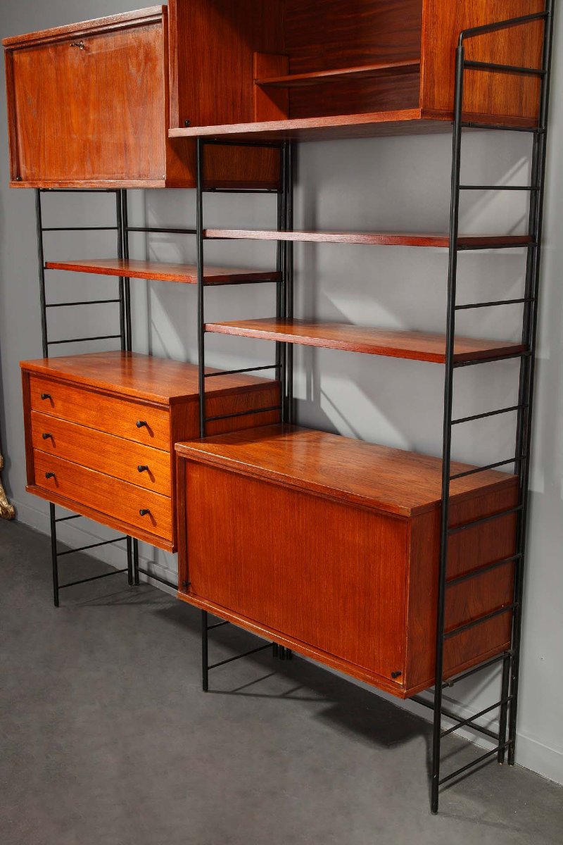 Étagère bibliothèque scandinave en bois des années 1960-photo-4