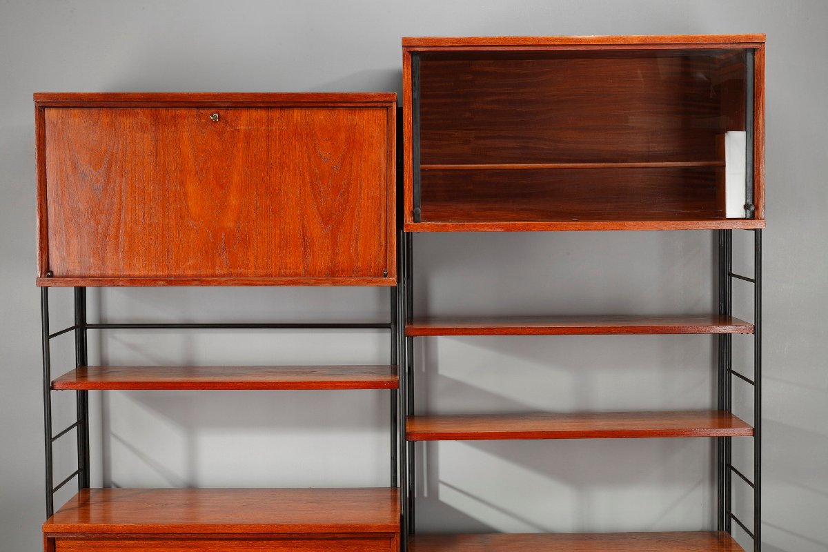 Étagère bibliothèque scandinave en bois des années 1960-photo-6
