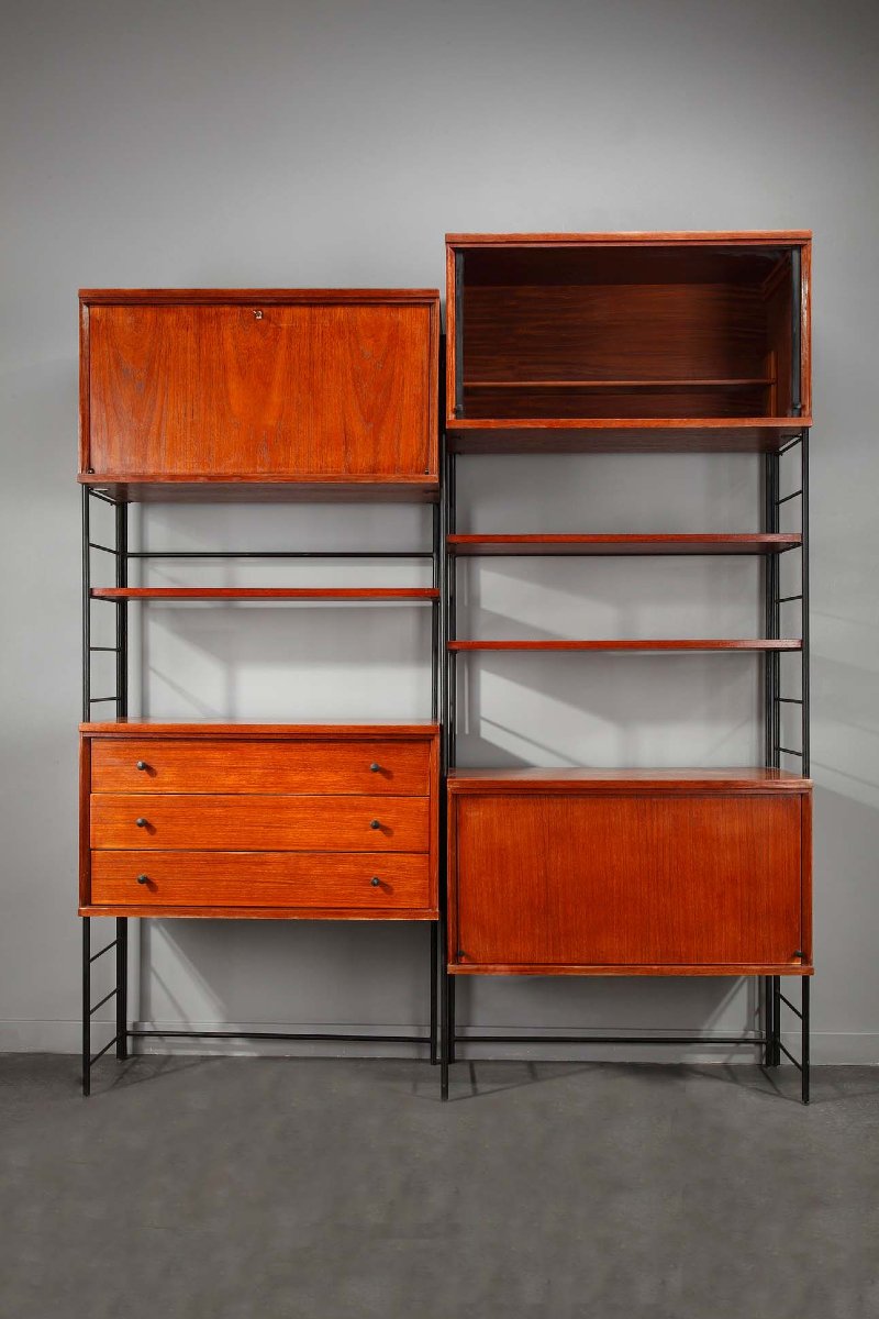Étagère bibliothèque scandinave en bois des années 1960