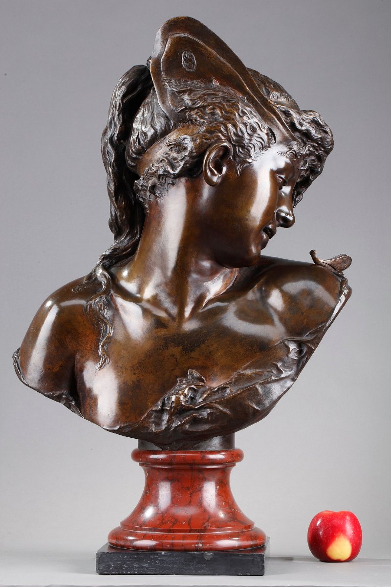 Bust Of "psyche" In Patinated Bronze, By Boyer And Rolland-photo-3