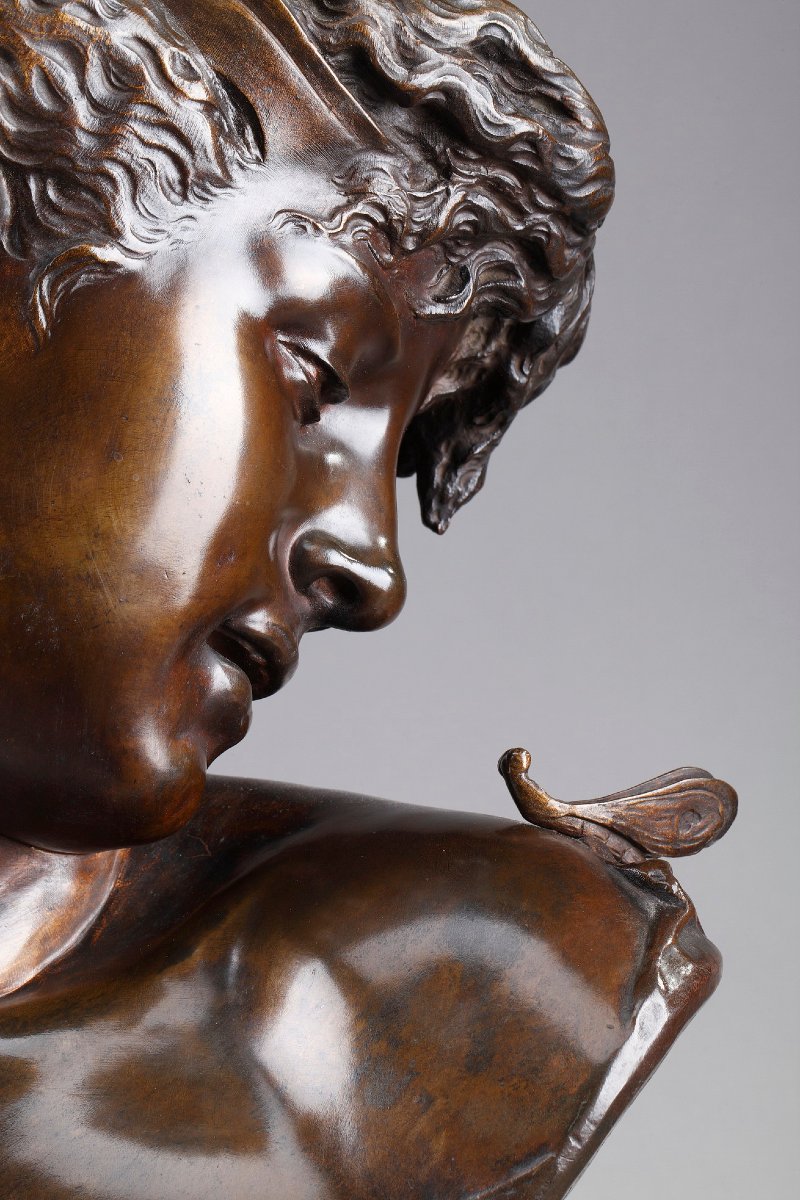 Bust Of "psyche" In Patinated Bronze, By Boyer And Rolland-photo-3