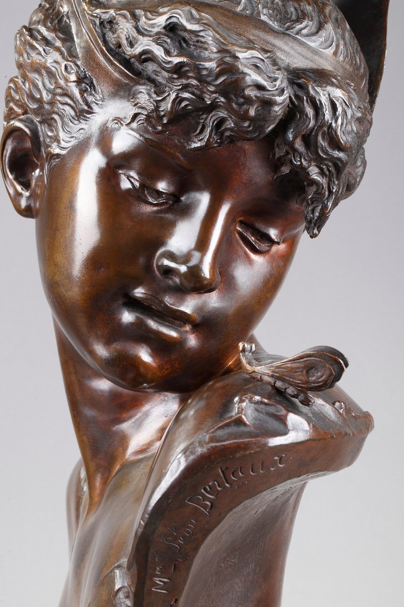 Bust Of "psyche" In Patinated Bronze, By Boyer And Rolland-photo-4